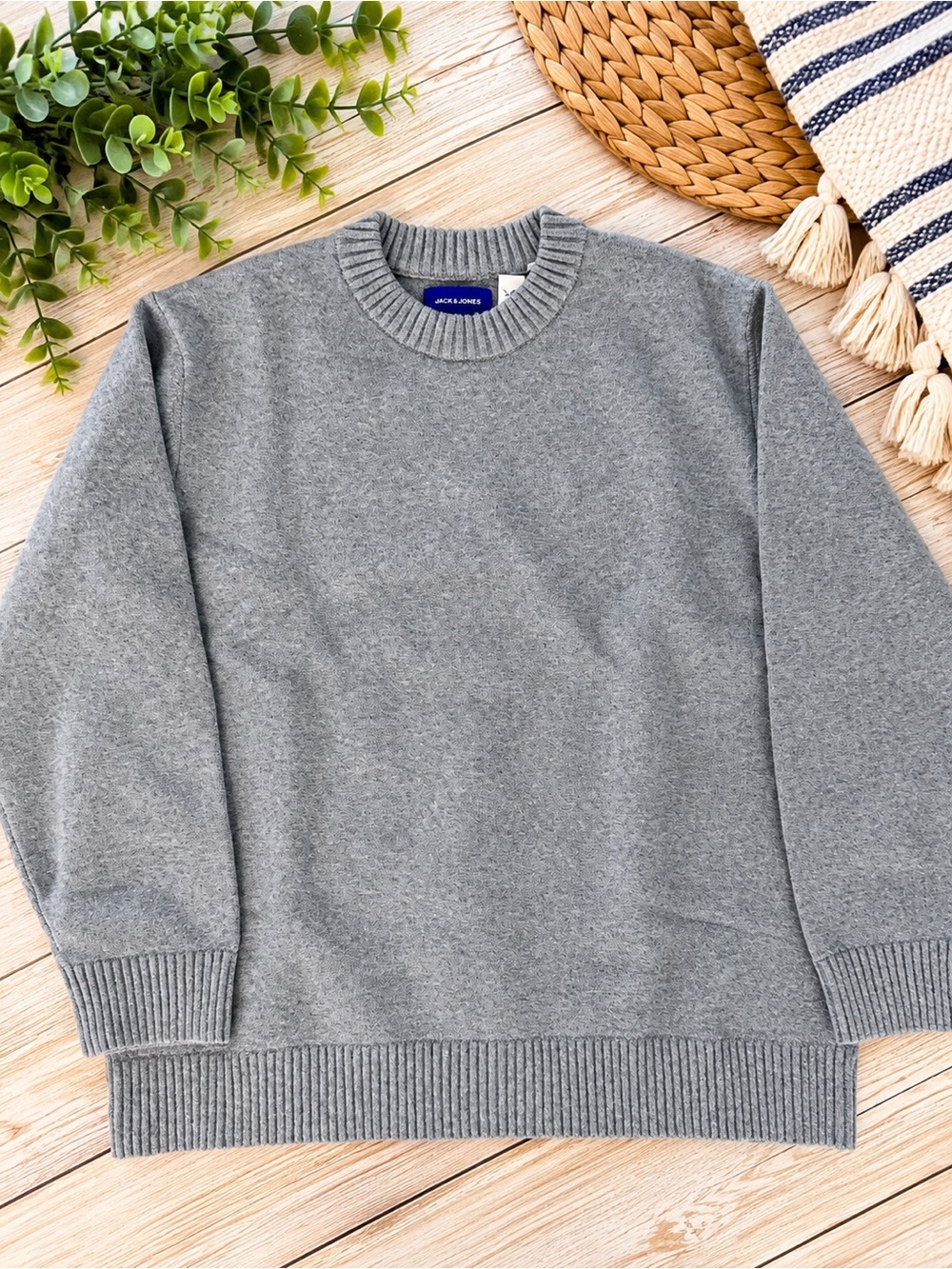 Jack & Jones Men's Grey Crewneck Knit Sweater
